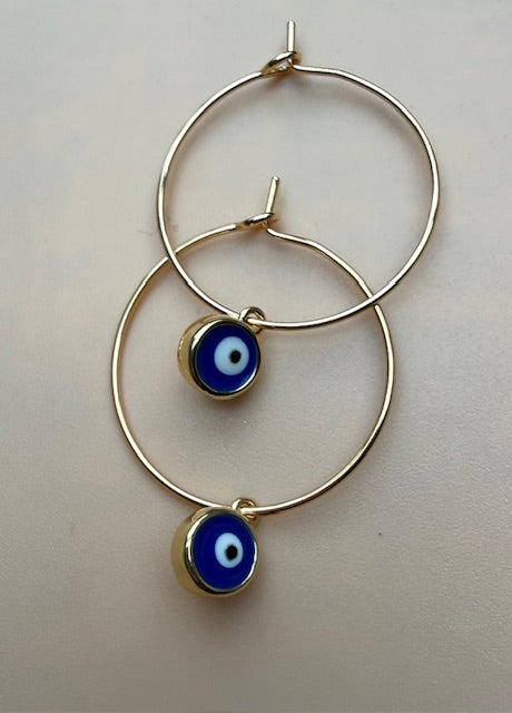 Evil Eye Charm Hoops