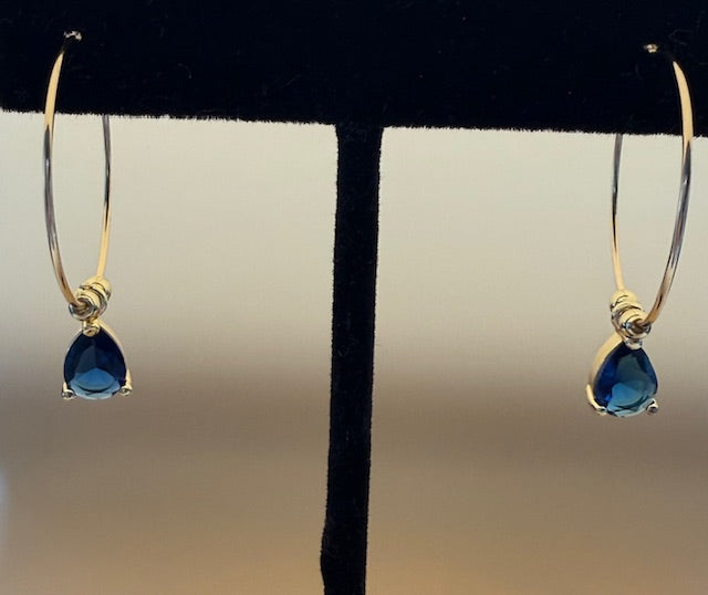 Czech Crystal Teardrop Charm Hoops