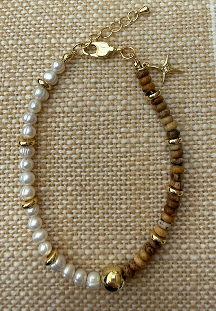 Picture Jasper & Pearl Bracelet