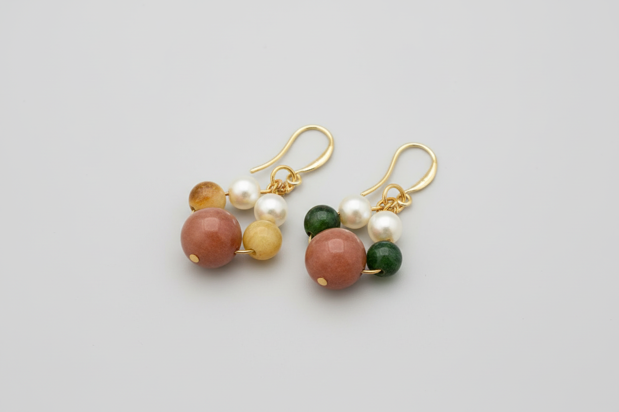 Mixed Gemstone Drop Earrings