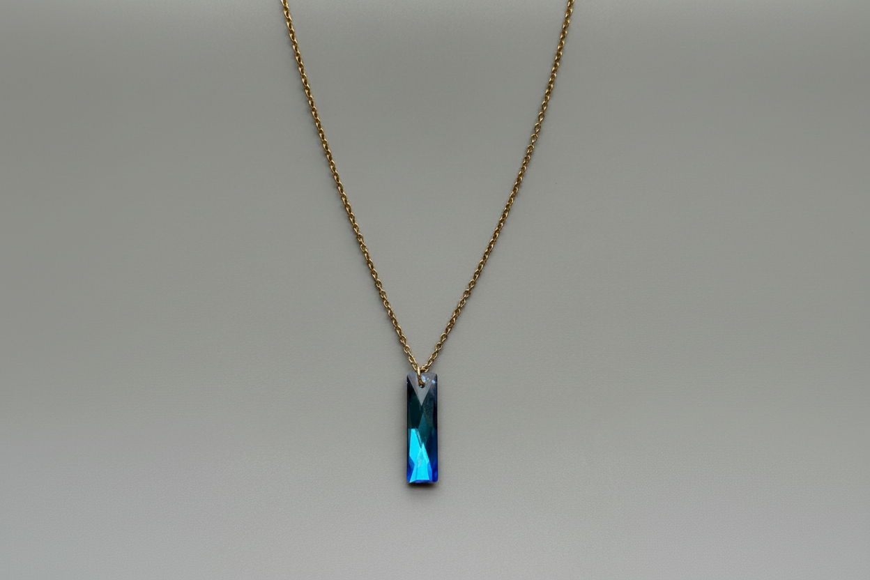 Bermuda Blue Crystal Pendant Necklace