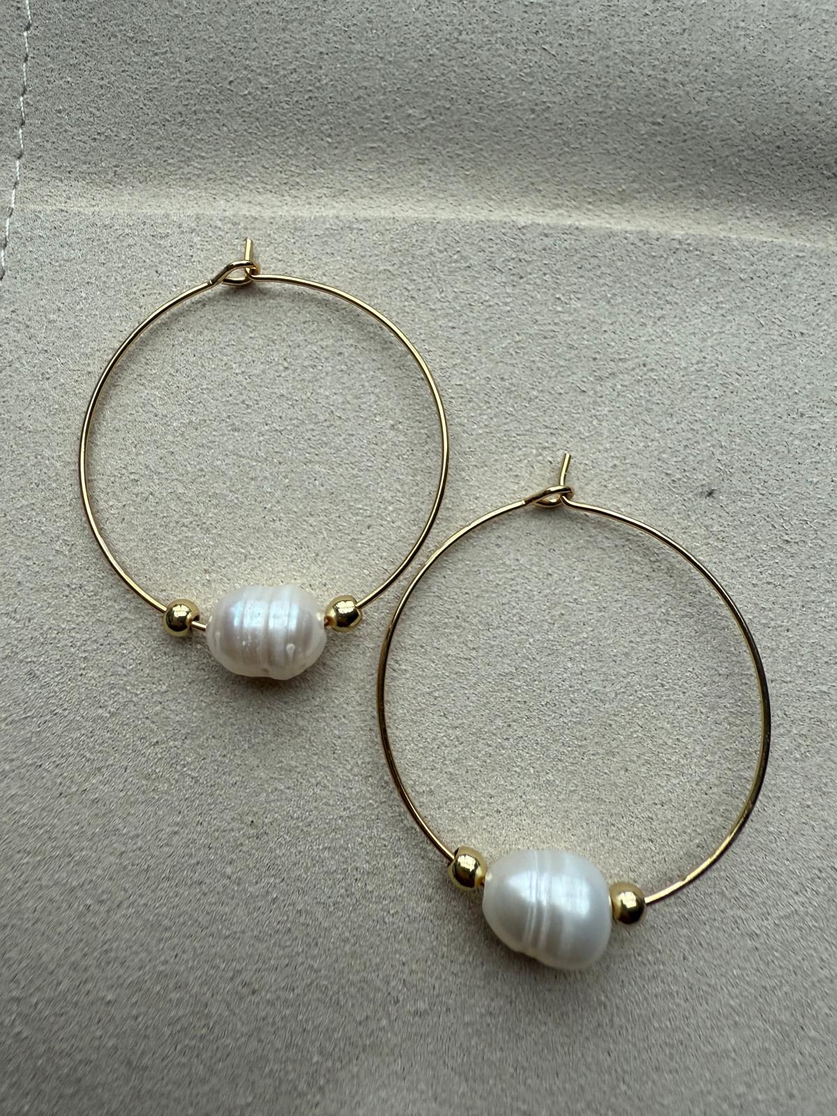 Freshwater Pearl Hoop Earrings