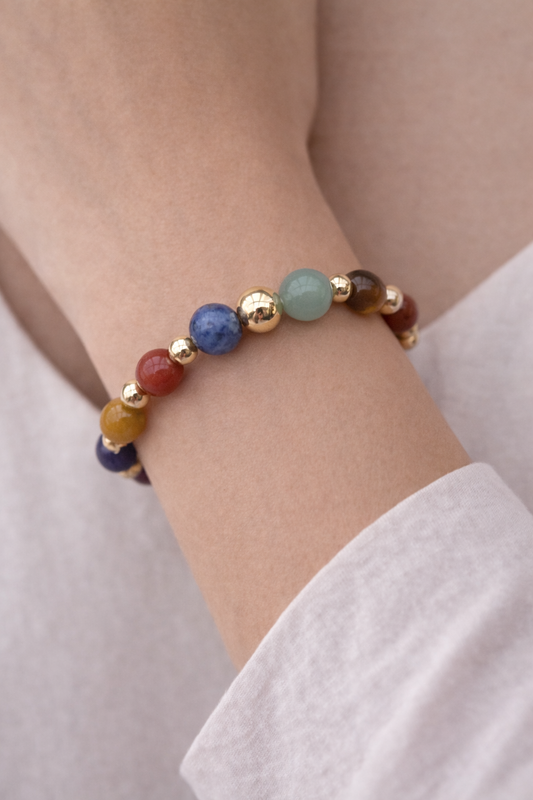 7 Chakras Gemstone Bracelet - 18K Gold Filled