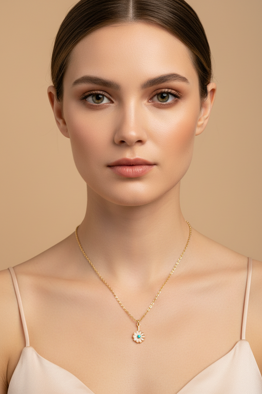 Pink Pearl Daisy Pendant Necklace