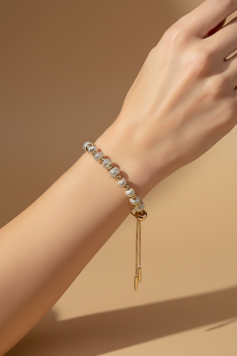 Slider Bracelet with Silver Lava Gemstones