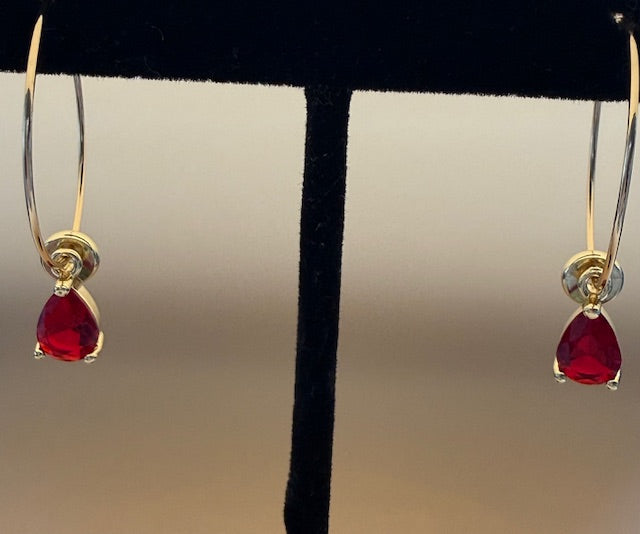 Czech Crystal Teardrop Charm Hoops with Disc Bead