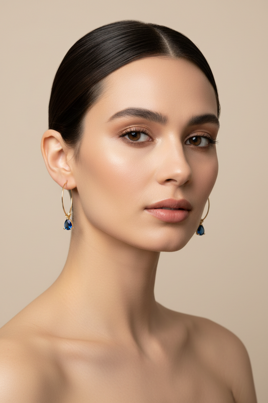 Czech Crystal Teardrop Charm Hoops