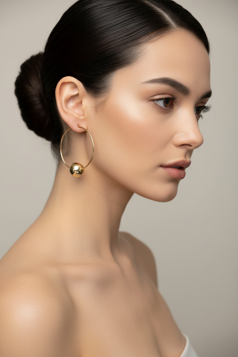 Round Gold Filled Bead Hoops