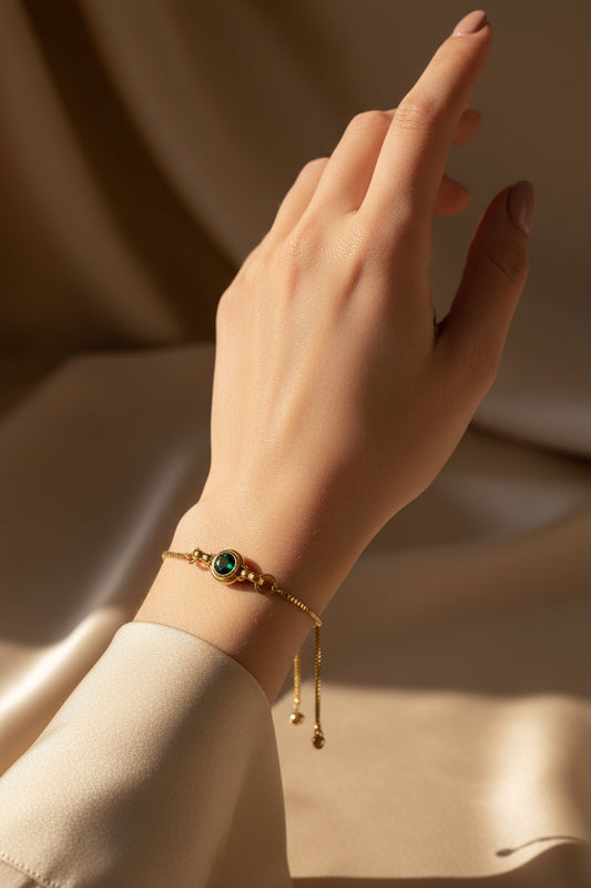 Green Crystal Slider Bracelet