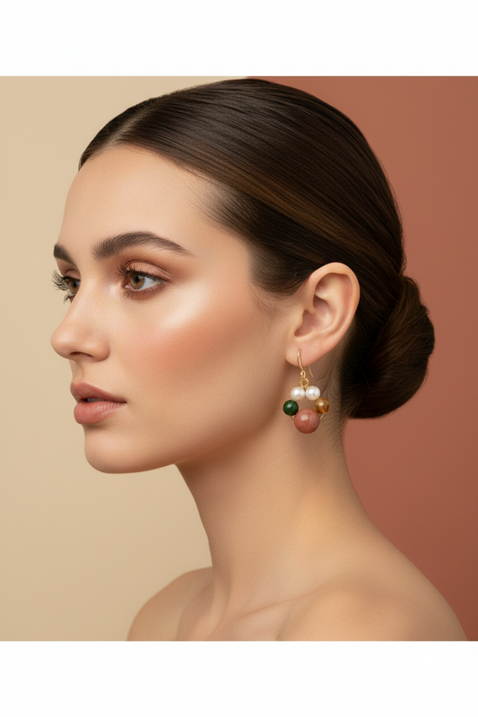 Mixed Gemstone Drop Earrings