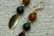 Fancy Jasper and Gold Charm Drop Earrings
