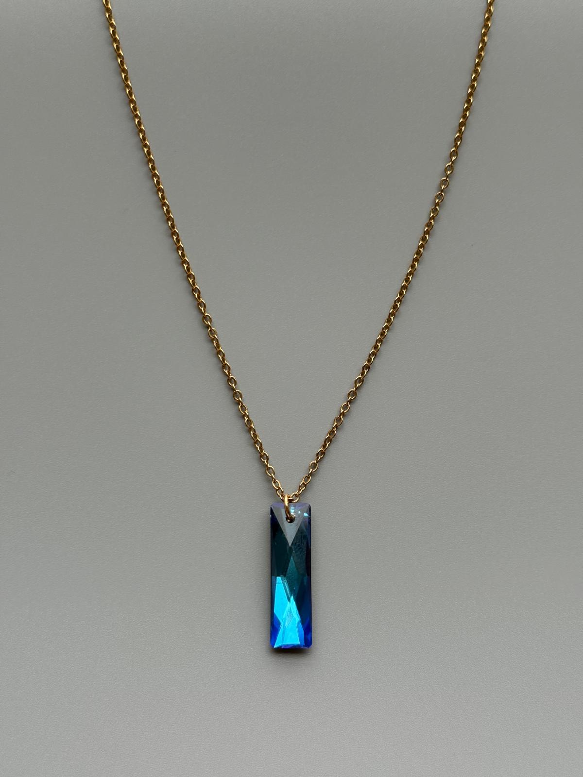 Bermuda Blue Crystal Pendant Necklace