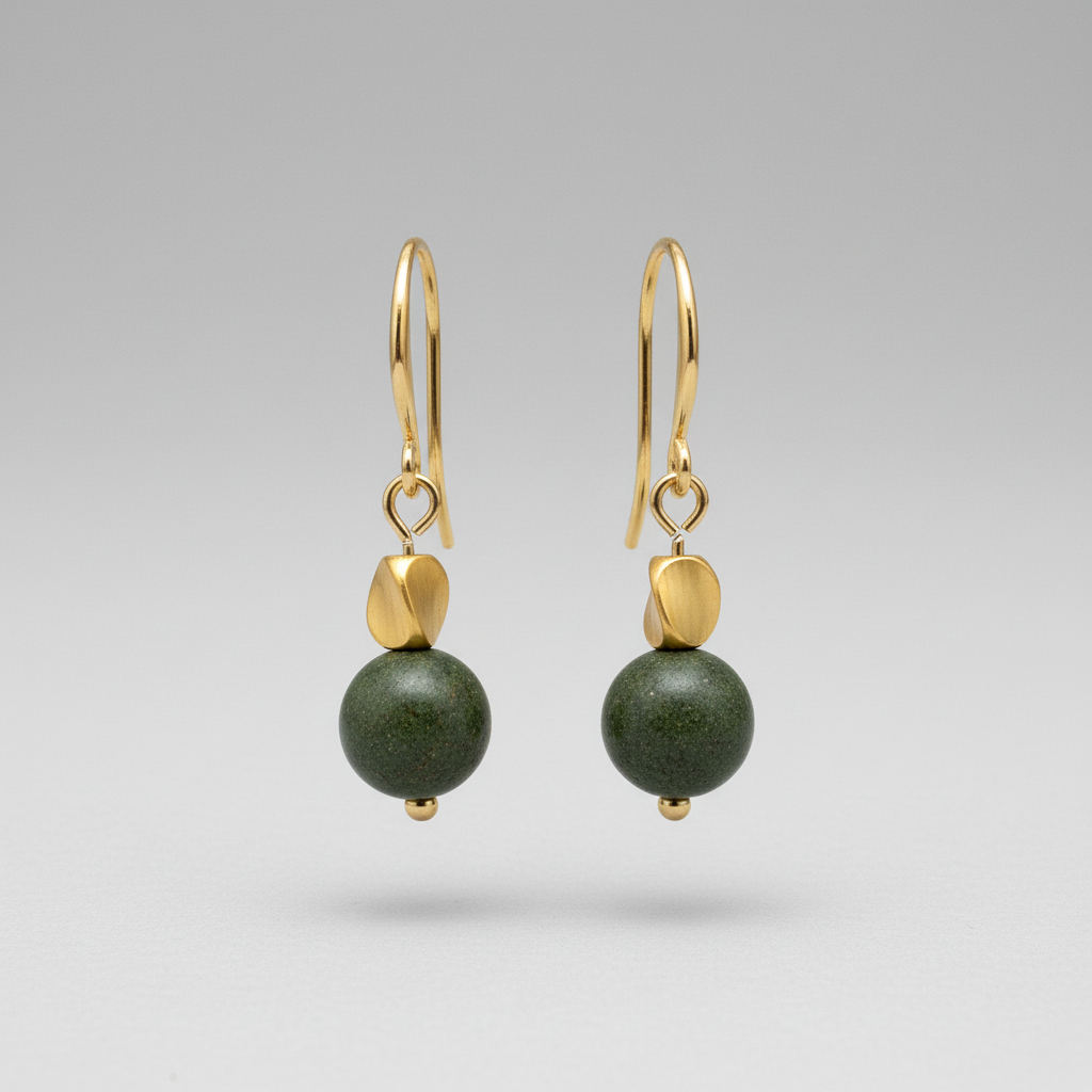 Bottle Green Fancy Jasper Dangle Earrings