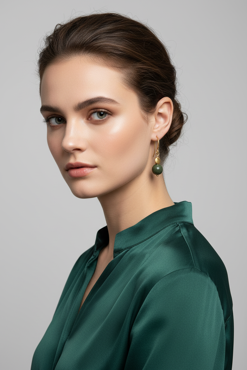 Bottle Green Fancy Jasper Dangle Earrings