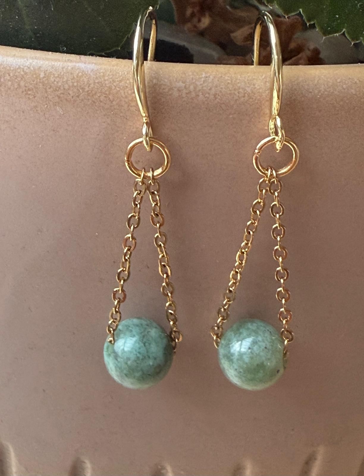 Green Fancy Jasper Drop Earrings