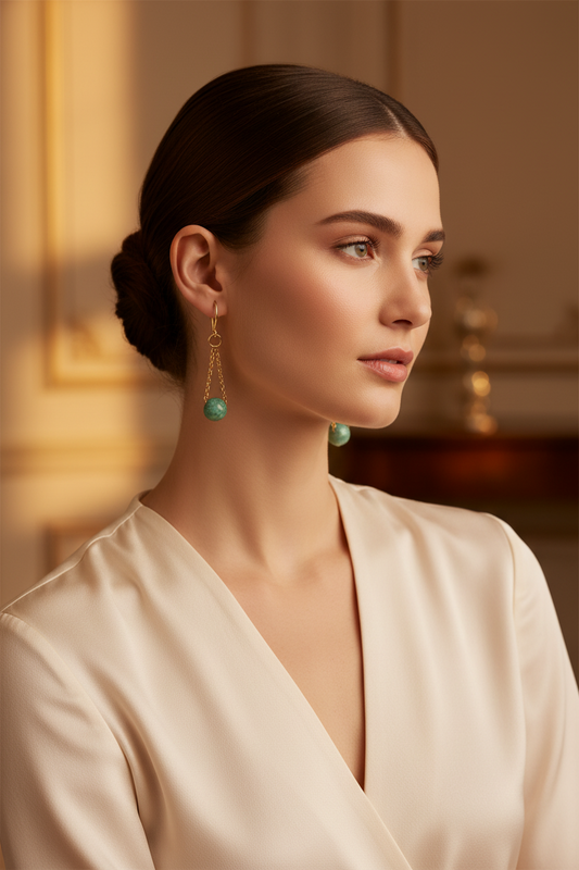 Green Fancy Jasper Drop Earrings