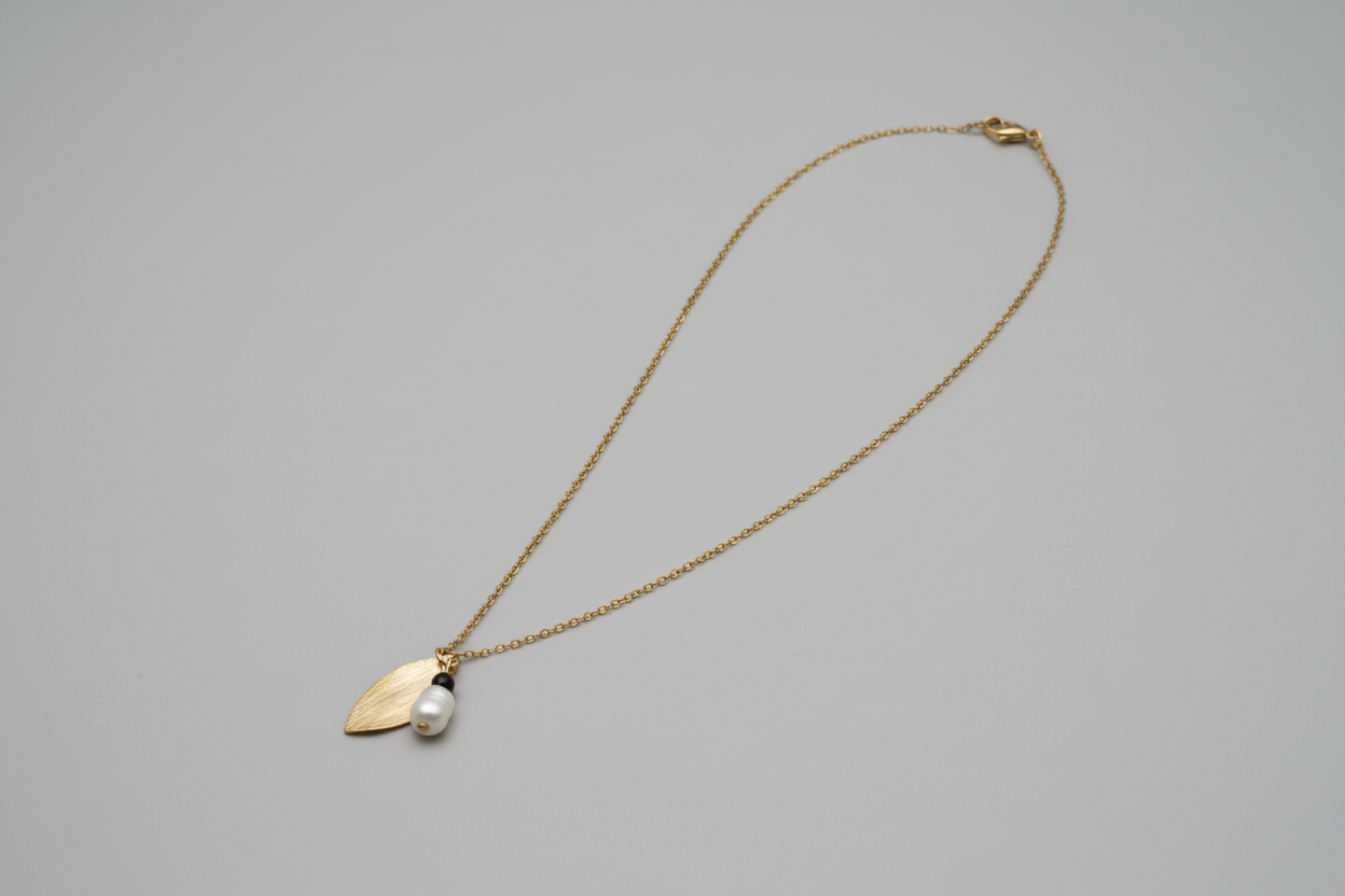 Pearl and Gold Charm Necklace