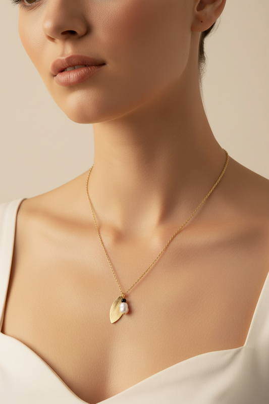 Pearl and Gold Charm Necklace