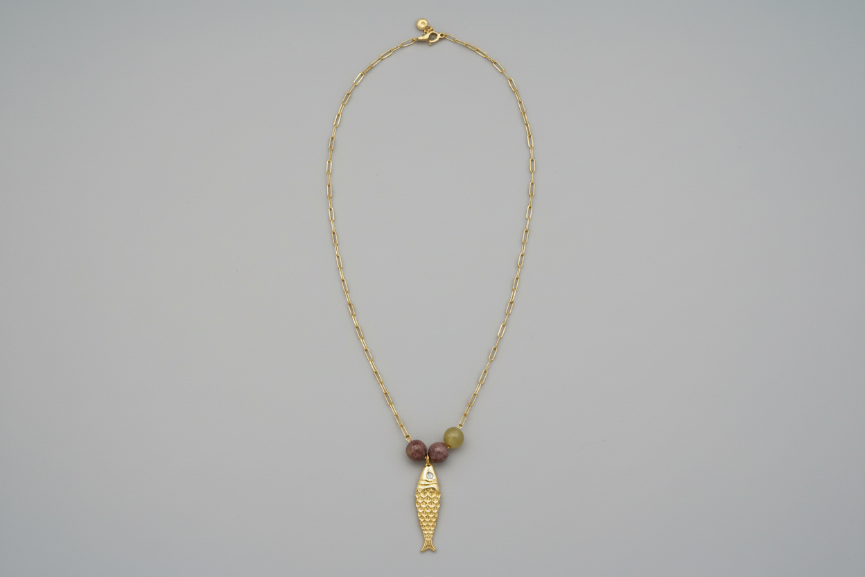 CZ Fish Pendant Necklace