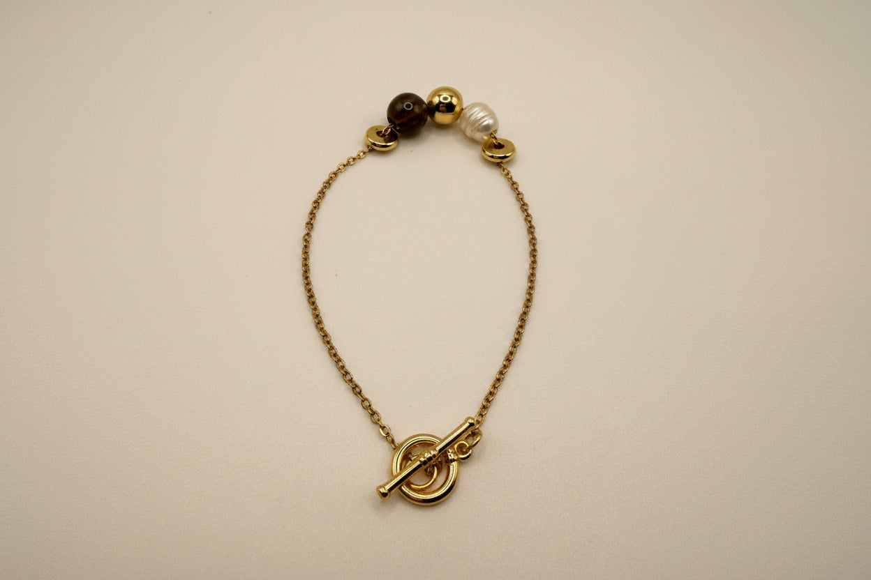 Freshwater Pearl & Agate Toggle Bracelet