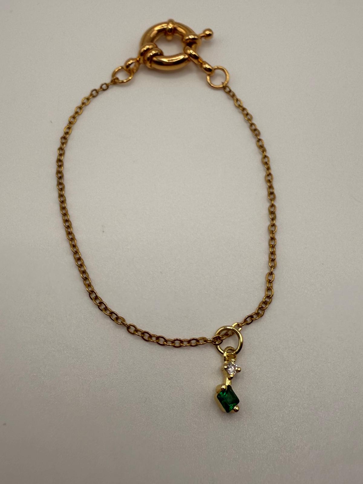 18kGF sailor clasp bracelet with CZ crystal charm